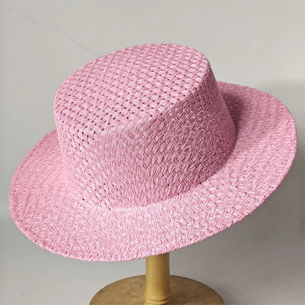 2026 New Hat Panama Straw Hat British Top Hat Men's and Women's Foldable Sun Shading Beach Hat Sun Protection hat