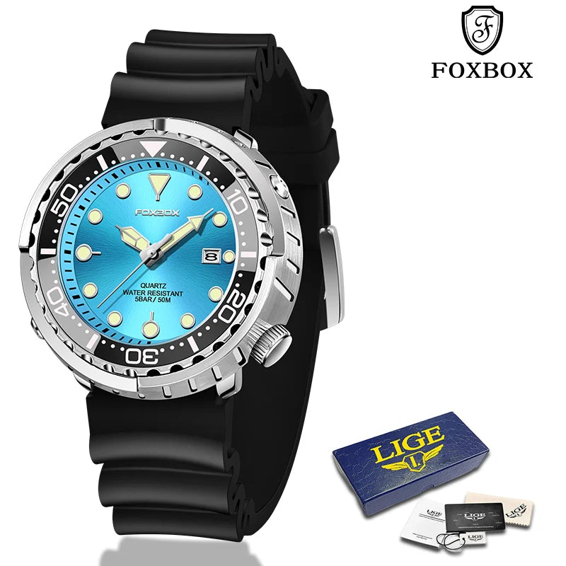 New Watch For Men Fashion Silicone Belt Chronograph Sport Wristwatch 50M Waterproof Luminous Dive Male Clocks Relogio Masculino