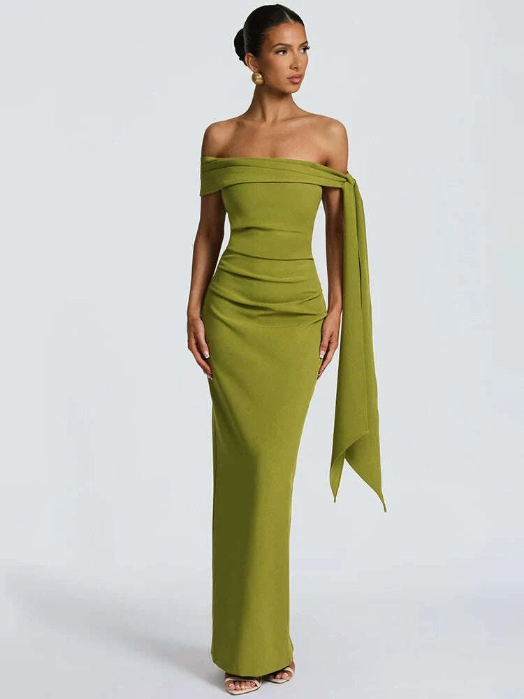 Mozision Off-shoulder Strapless Sexy Maxi Dress Women Elegant Sleevele