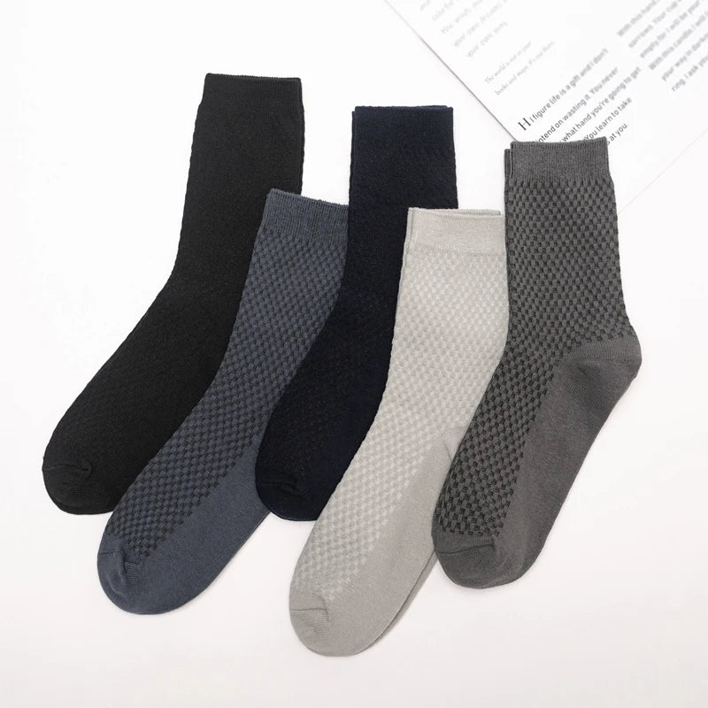 Bamboo Fiber Compression Socks Long Crew for Men — Black | KIMLUD