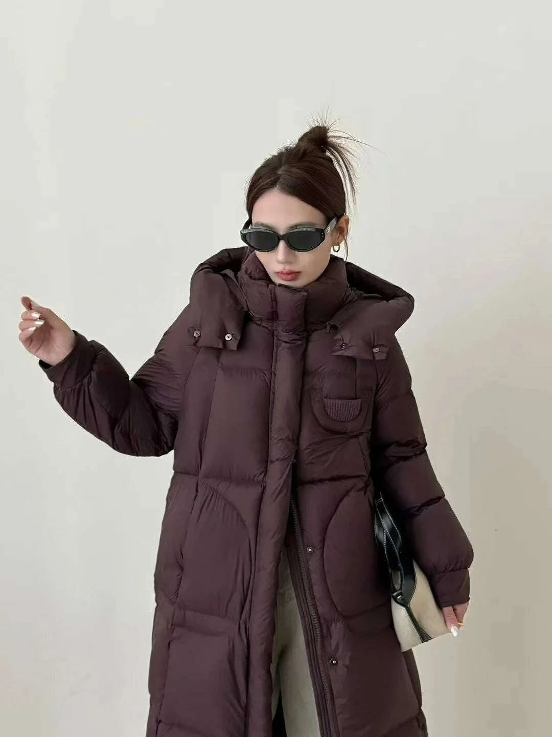 KIMLUD, Hirsionsan Winter Long Solid Hooded Puffer Clothing Women Loose Casual White Duck Down Jackets Retro Streetwear Simple Warm Coat, KIMLUD Womens Clothes