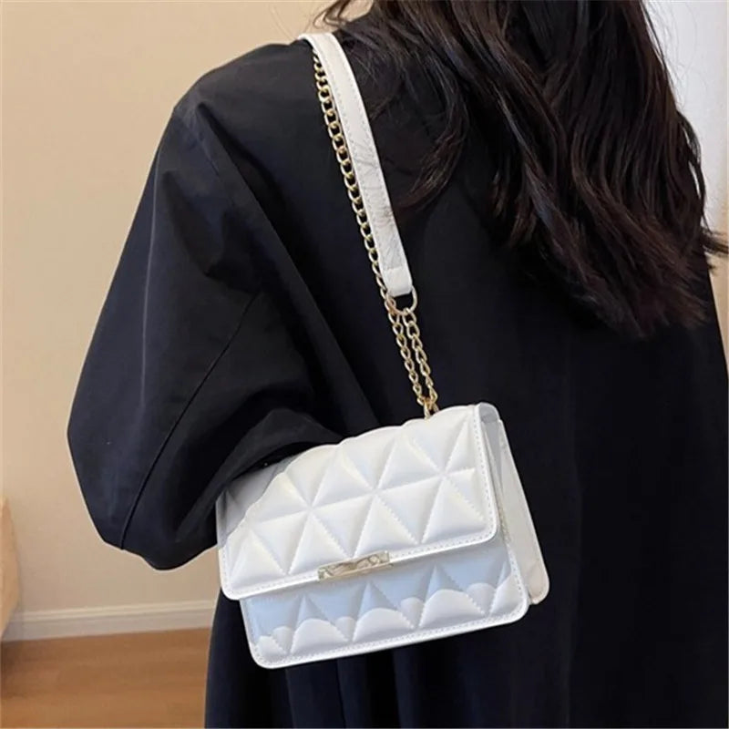 Trendy Quilted Chain Crossbody Shoulder Bag, Stylish Multi Color Small Square Purse, Chic & Perfect for Women's Everyday Use