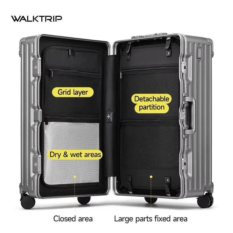 Aluminum Frame PC Rolling Luggage Solid — Gray | KIMLUD