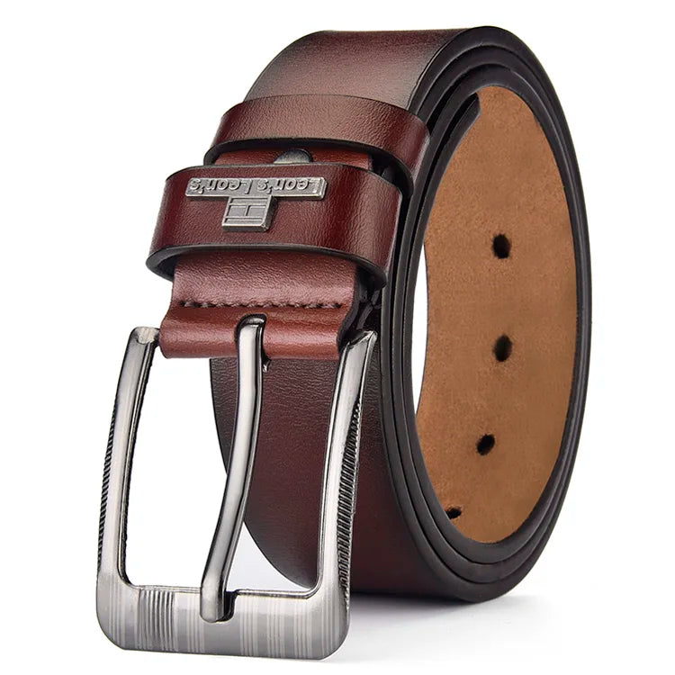【LEON'S】 Buckle Leather Casual Jeans Belt Men High Quality Retro Luxury Male Strap Cintos 3 Colors 2023 NEW