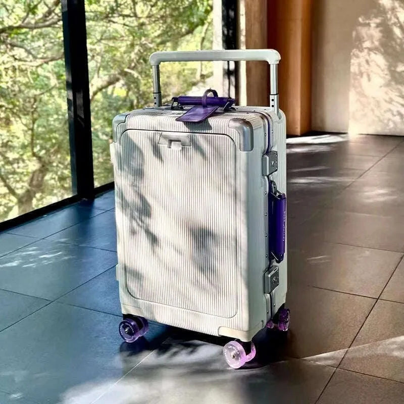 front-opening-pocket-rolling-luggage-aluminum-frame-wide-handle-trolley-suitcase-with-upgrade-silent-wheel-usb-charging-plug-tsakimlud-womens-fashion-34614322
