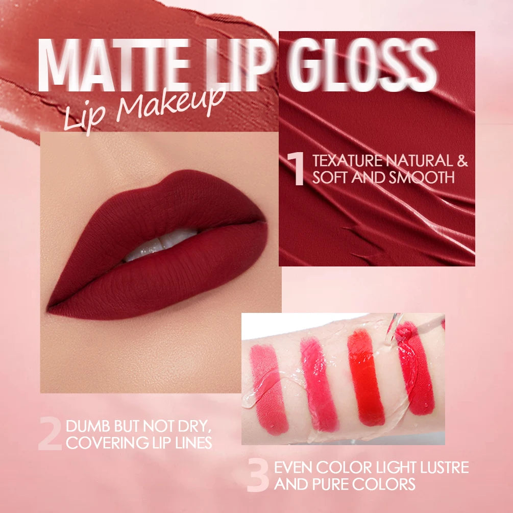 Matte Liquid Lipstick Velvet Finish Waterproof Long-Lasting Lip Stain — Red | KIMLUD