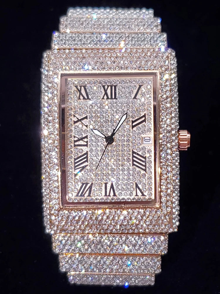 Gold-Tone Premium Rectangle Dial Watch — Gold | KIMLUD