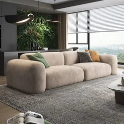 Velvet Lux L-Shaped Sectional Sofa — Ivory | KIMLUD