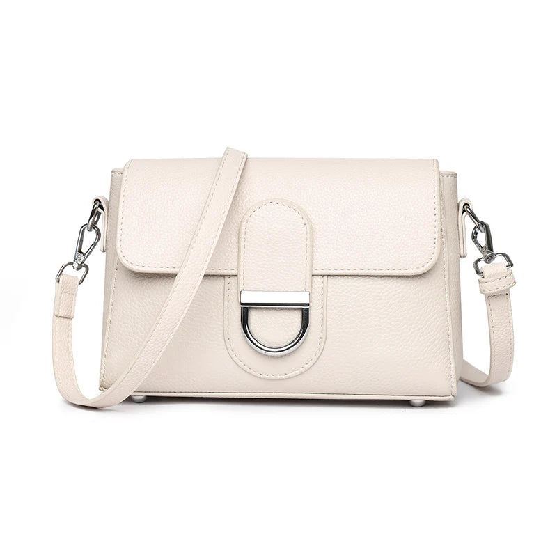Genuine Cowhide Crossbody Bag Small Flap — Black | KIMLUD