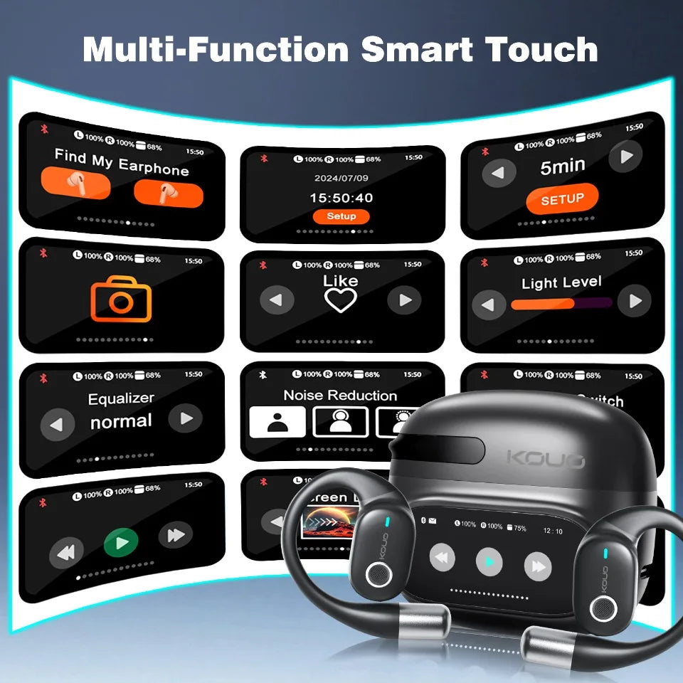 KOUO 800Pro Translation Earphones 164 Languages Real Time Video Conference Translator Wireless Bluetooth Earbuds Lifetime Free