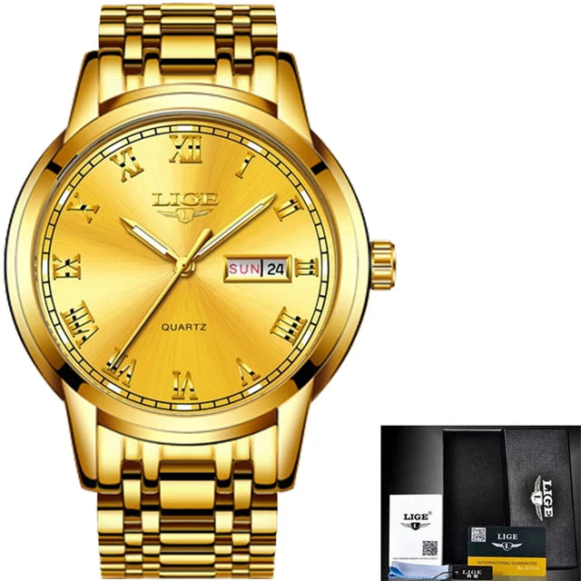LIGE 2023 New Gold Watch Women Watches Ladies Creative Steel Women's Bracelet Watches Female Waterproof Clock Relogio Feminino