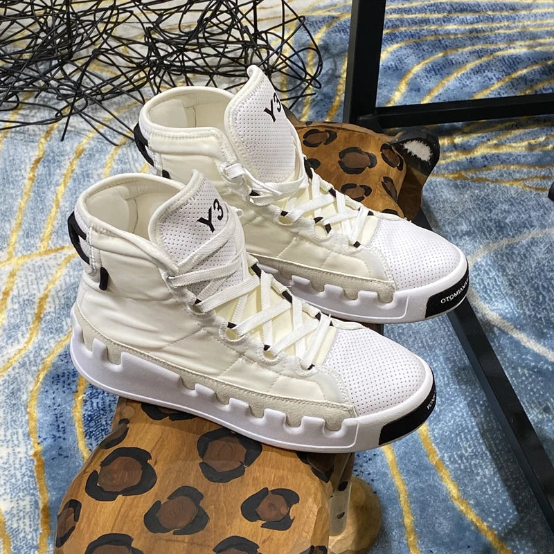 Ankle Boots – High-Top Sneaker Boots – Cowhide Leather | KIMLUD