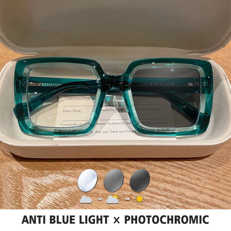 Square Photochromic Reading Glasses — Clear | KIMLUD