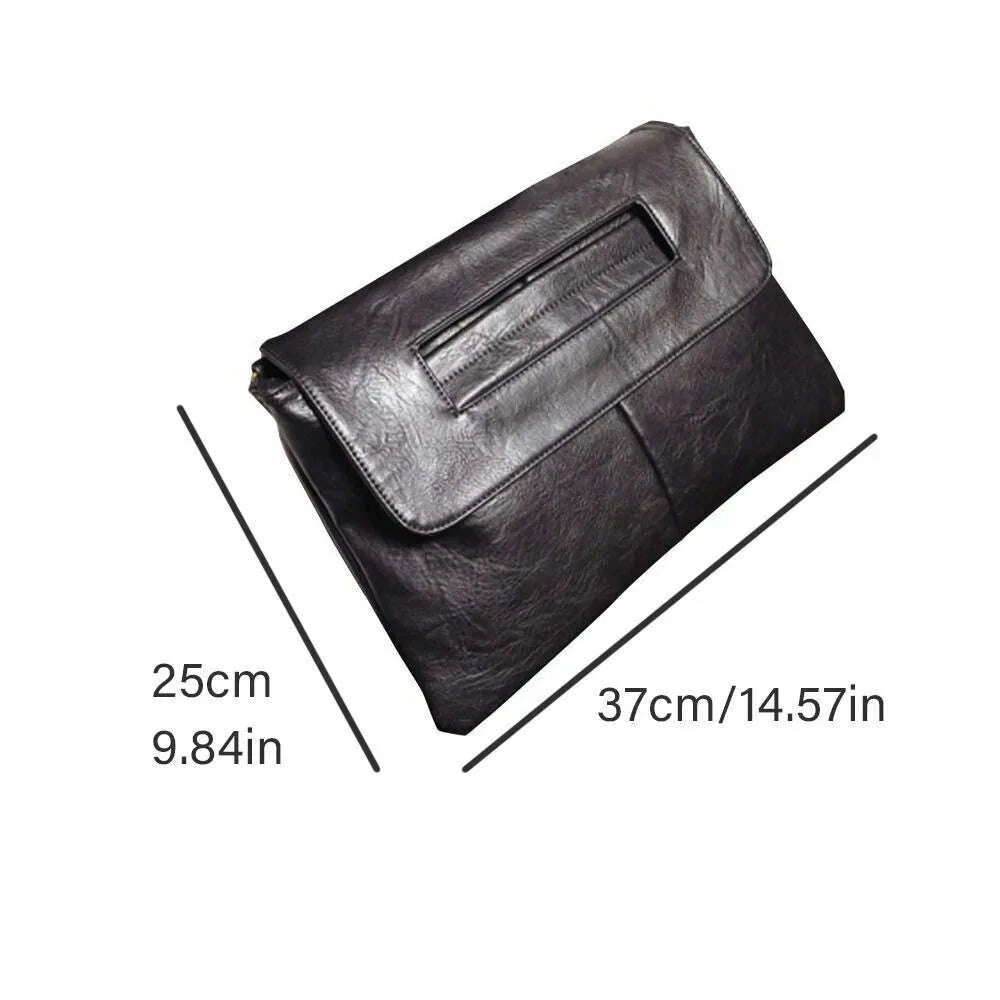 KIMLUD, New Zipper Handheld Evening Banquet Bag Simple PU Leather Shoulder Bag Large Capacity Message Bag Women, KIMLUD Womens Clothes