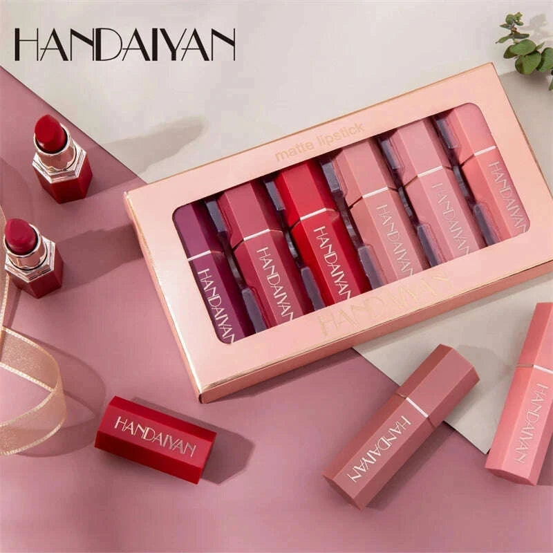 handaiyan-6pcsbox-velvet-matte-lipstick-kit-lips-makeup-nude-lip-stick-make-up-cosmetics-foggy-matt-tint-lip-balm-cream-pigment-kimlud-kimlud-33913916