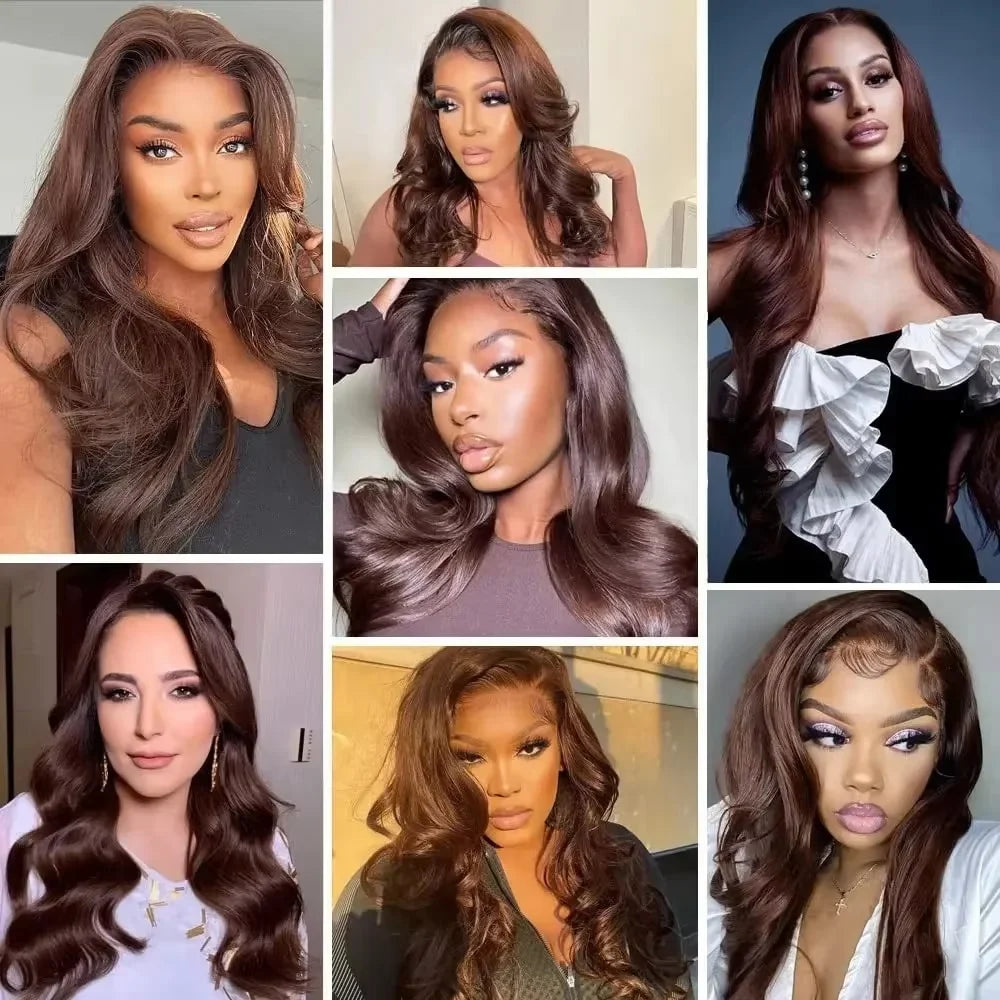 HD Lace Front Wig Body Wave 46in 200 Density — Chocolate Brown | KIMLUD