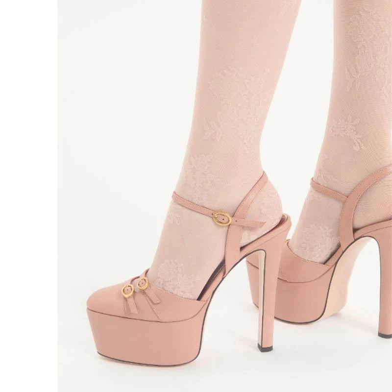 Women's Buckle Strap Sandals – Super High Heel – Hollow Back | KIMLUD