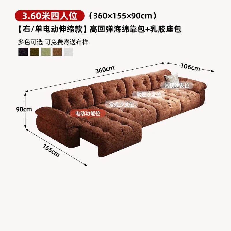 Velvet Designer Living Room Sofa Multifunctional Electric Adjustment — Burnt Orange | KIMLUD