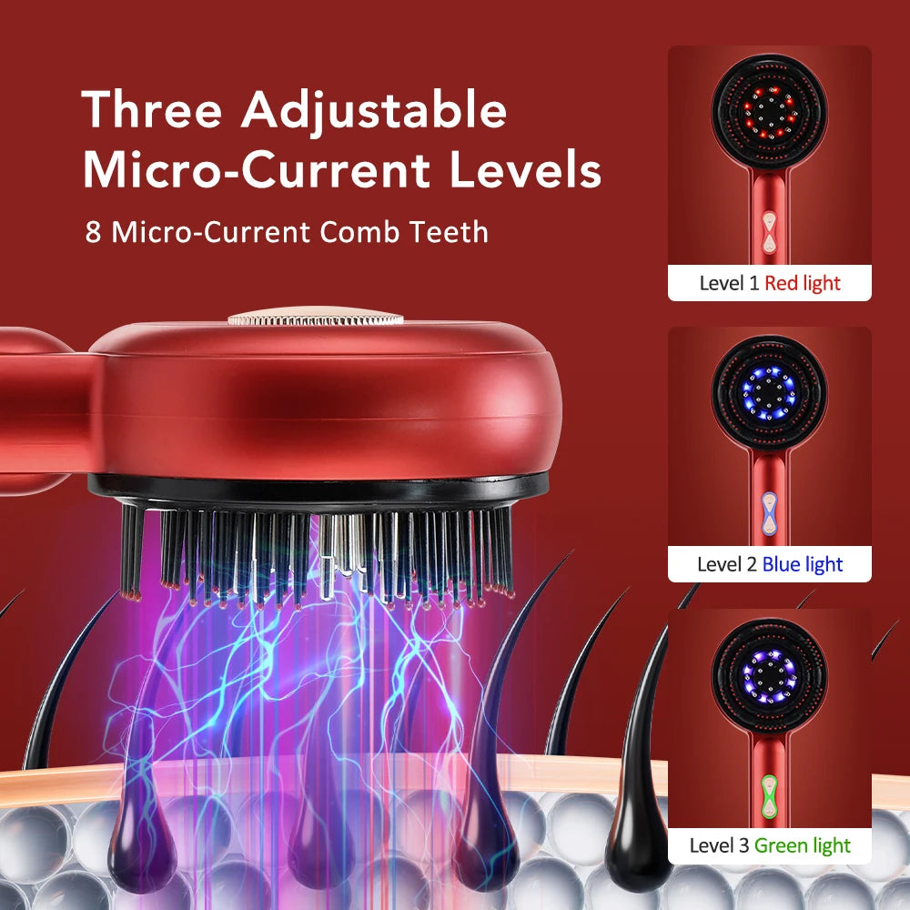 Electric Massage Comb Vibration Massager Red Light Follicle Comb Scalp Brush Hair Growth Anti Hair Loss Liquid Oil Applicator