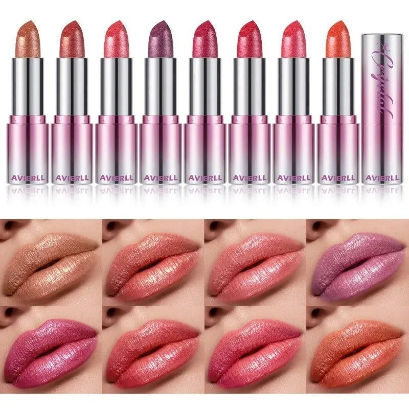 14 Colors Metallic Sparkle Lipstick Polarizing Glitter Shiny Lip Gloss Waterproof Long Lasting Gold Pearl Shine Sexy Lips Makeup