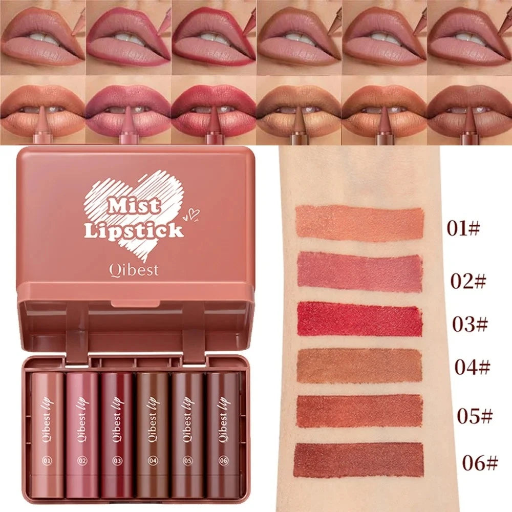 Tapered Lip Liner Pencil Set Lasting Matte Velvet Lip Contour Stick Waterproof Easy Color Lipstick Non Stick Cup Makeup Pen1/6Pc