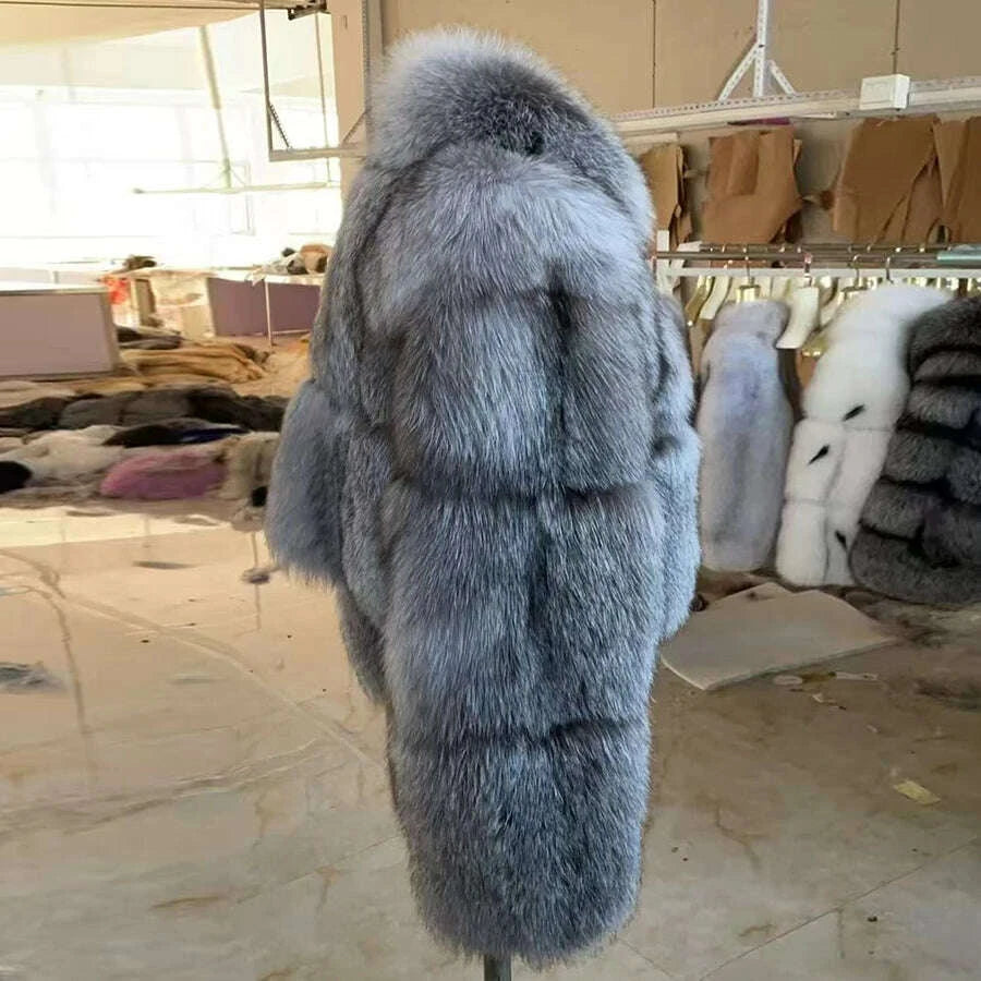 KIMLUD, Real Golden lsland Fox Fur Coat With Lapel Natural Golden lsland Fox Fur Coat Real Fur Coat Best Selling Furry Jacket Women, KIMLUD Womens Clothes