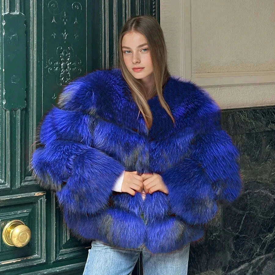 KIMLUD, Natural Racoon Fur Coats Round Collar Genuine Fur Coat Cropped Raccoon Fur Coat Winter Women Best Selling Real Fur Coat, KIMLUD Womens Clothes
