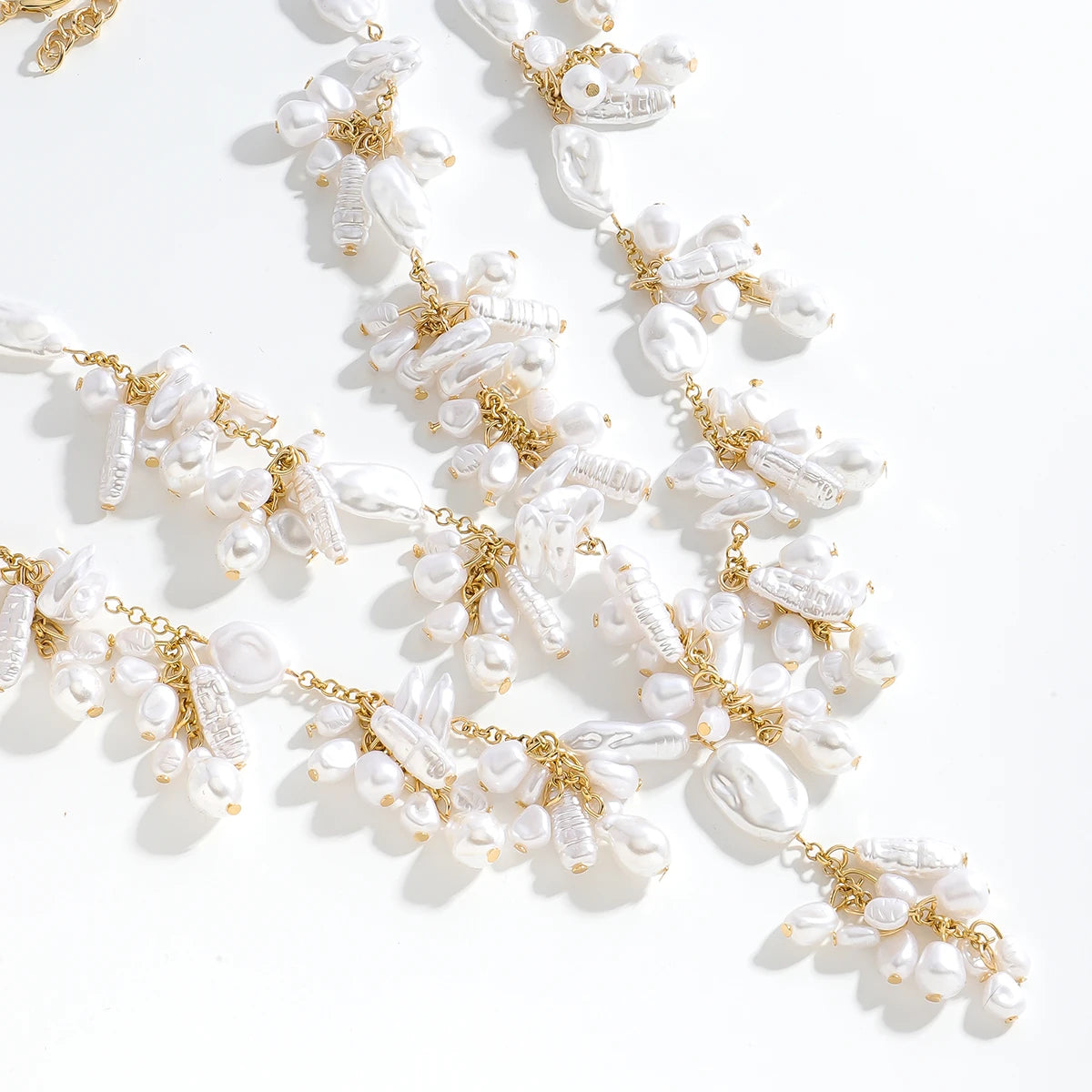 Elegant Baroque Pearl Tassel Necklace — White | KIMLUD