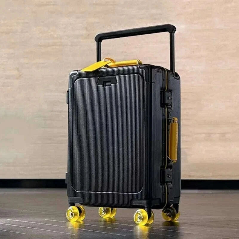 front-opening-pocket-rolling-luggage-aluminum-frame-wide-handle-trolley-suitcase-with-colorful-silent-wheels-usb-charging-plugkimlud-womens-fashion-34614830