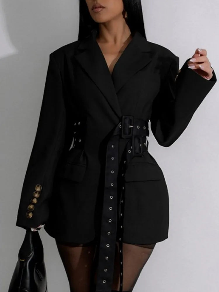 Blazer Coat - Lapel Blazer - Oversized Silhouette | KIMLUD