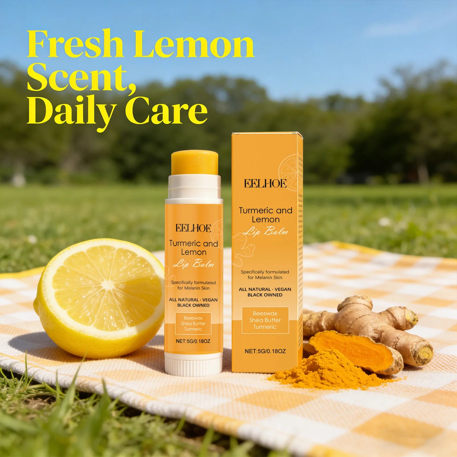 Turmeric Lemon Lipstick Soften Soothing Lip Skin Relieve Lip Dryness Brighten Improve Dullness Exfoliating Moisturizing Lip Balm