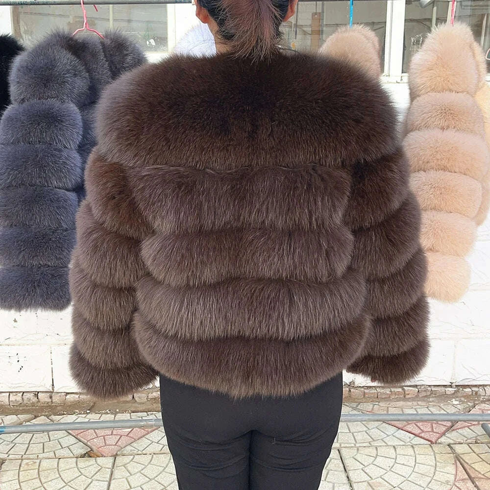 KIMLUD, QUEENTINA Fox Fur Coat Real Winter Women'S New Fashion Furry 2025 Leather And Skin White Clothing Natural New In Coats & Jackets, KIMLUD Womens Clothes