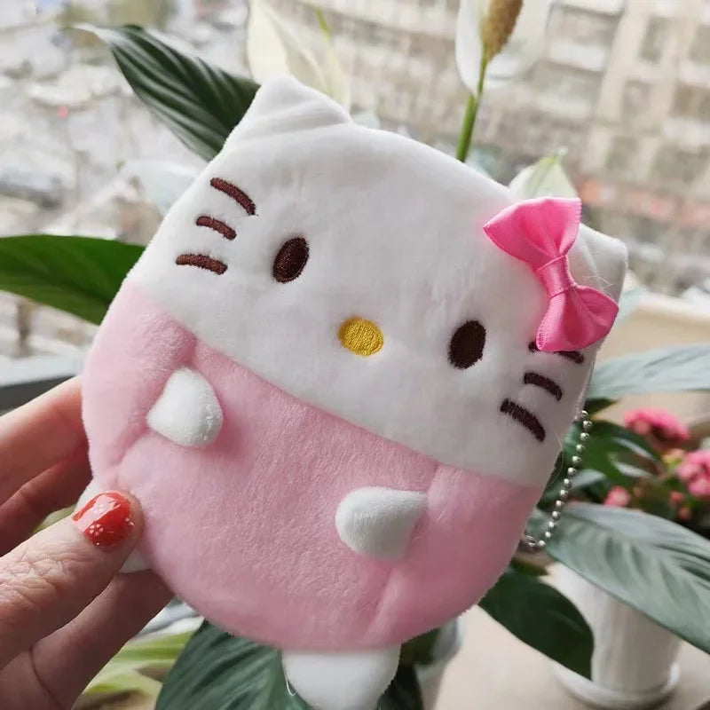 Sanrio Hello Kitty Plush Coin Purse Cartoon Keychain Bag Zipper Coin Wallet Storage Bag Key Earphone Pouch Decorations Girl Gift