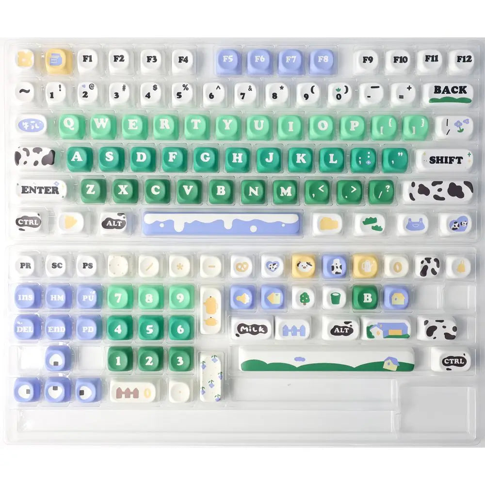 125 Keys Milky Way White Dye-Sublimation Keyboard Keycaps MOA Profile Cute PBT Key cap for Cherry MX Switches Gaming Keyboard