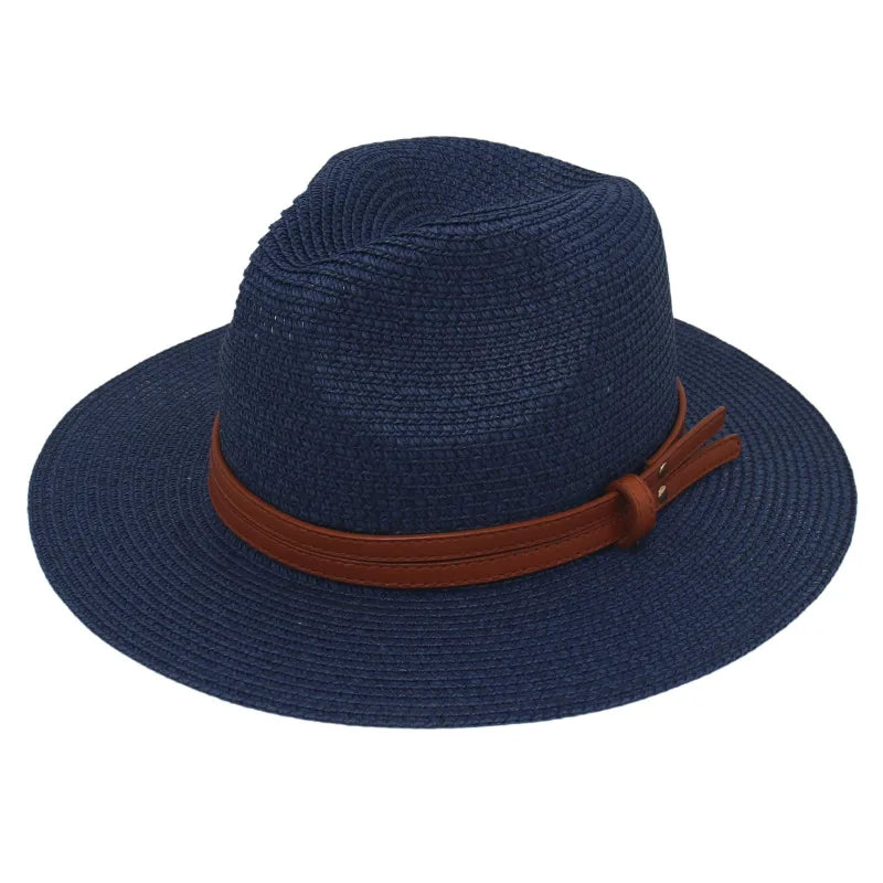 Straw Panama Sun Hat Grass-Knitted Breathable — Natural | KIMLUD