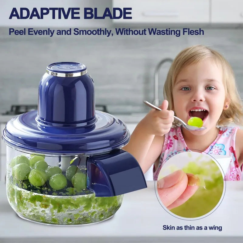 Stainless Steel Electric Grape Peeling Machine Kitchen Peeler High-Speed Fruit Skin Remover Tool Rechargeable forHome Commercial