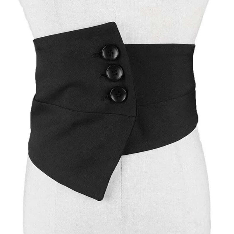 KIMLUD, Irregular waistband for women with ultra wide decoration, simple and 100% matching skirt, shirt design, and a small number of el, KIMLUD Womens Clothes