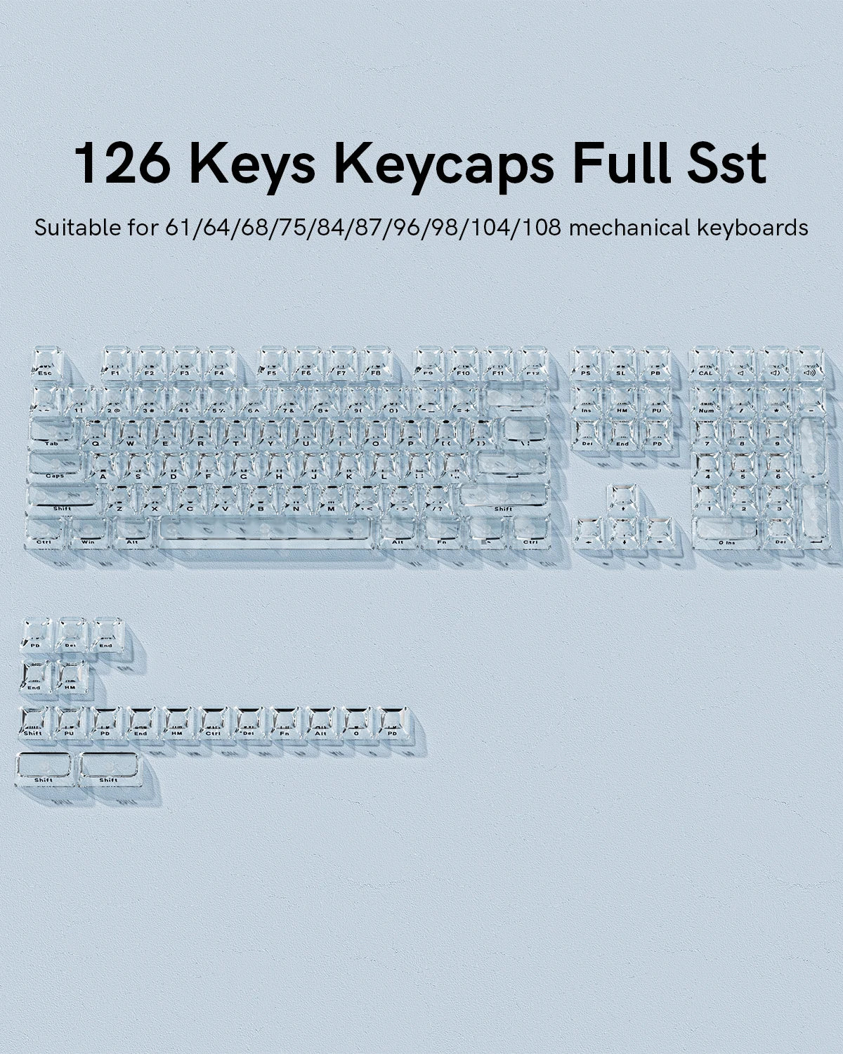 Keycap Set – Ice Cube – ASA Profile – Transparent | KIMLUD