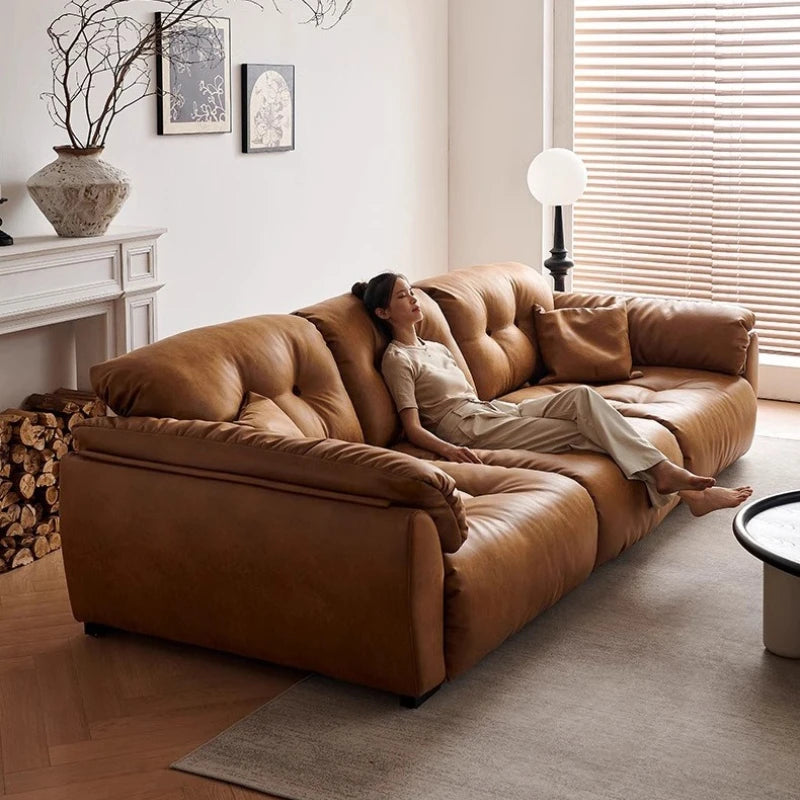 Electric Leather Loveseat Sofa Bed — Brown | KIMLUD