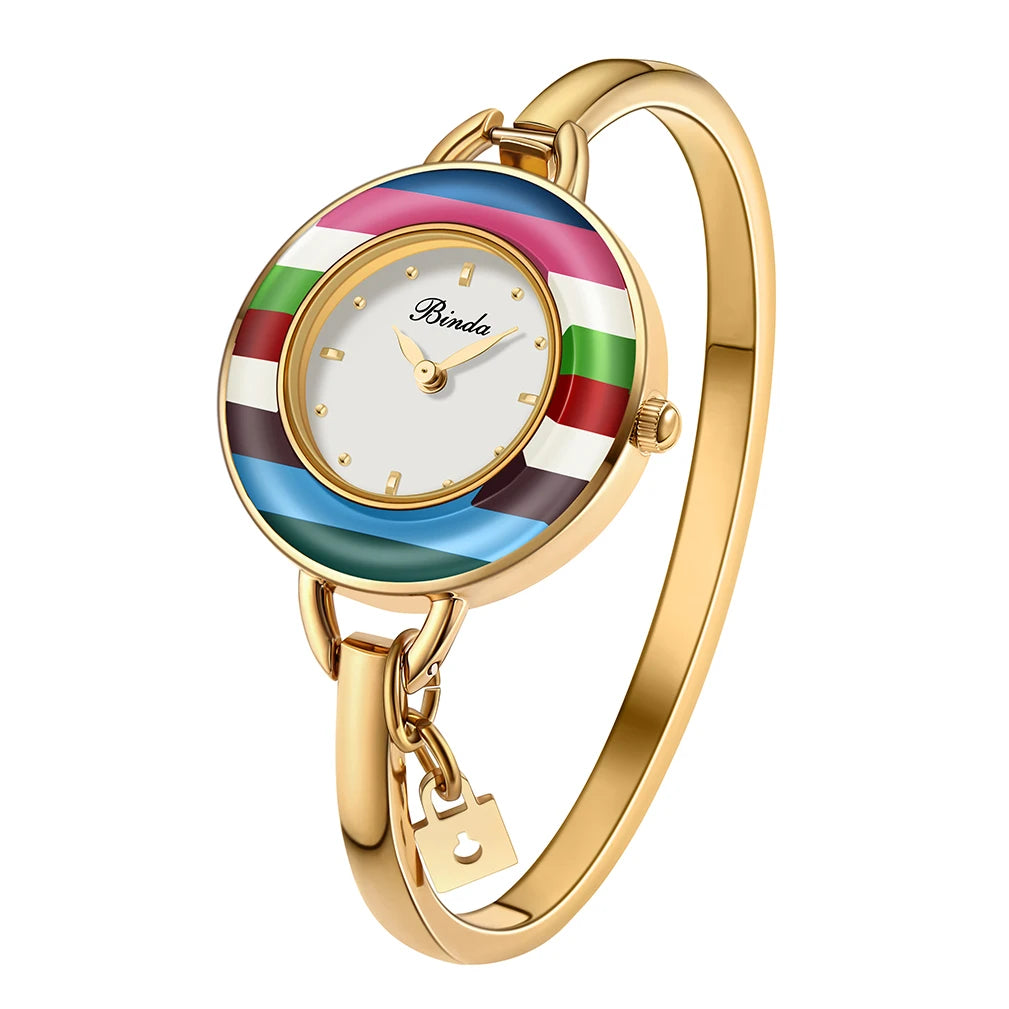Watch – Quartz Movement – Stainless Steel Band – Rainbow Gold | KIMLUD