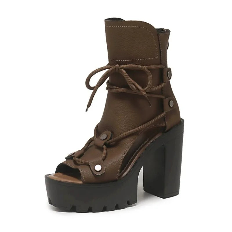 Platform Ankle Boots – Open Toe – Platform Silhouette | KIMLUD