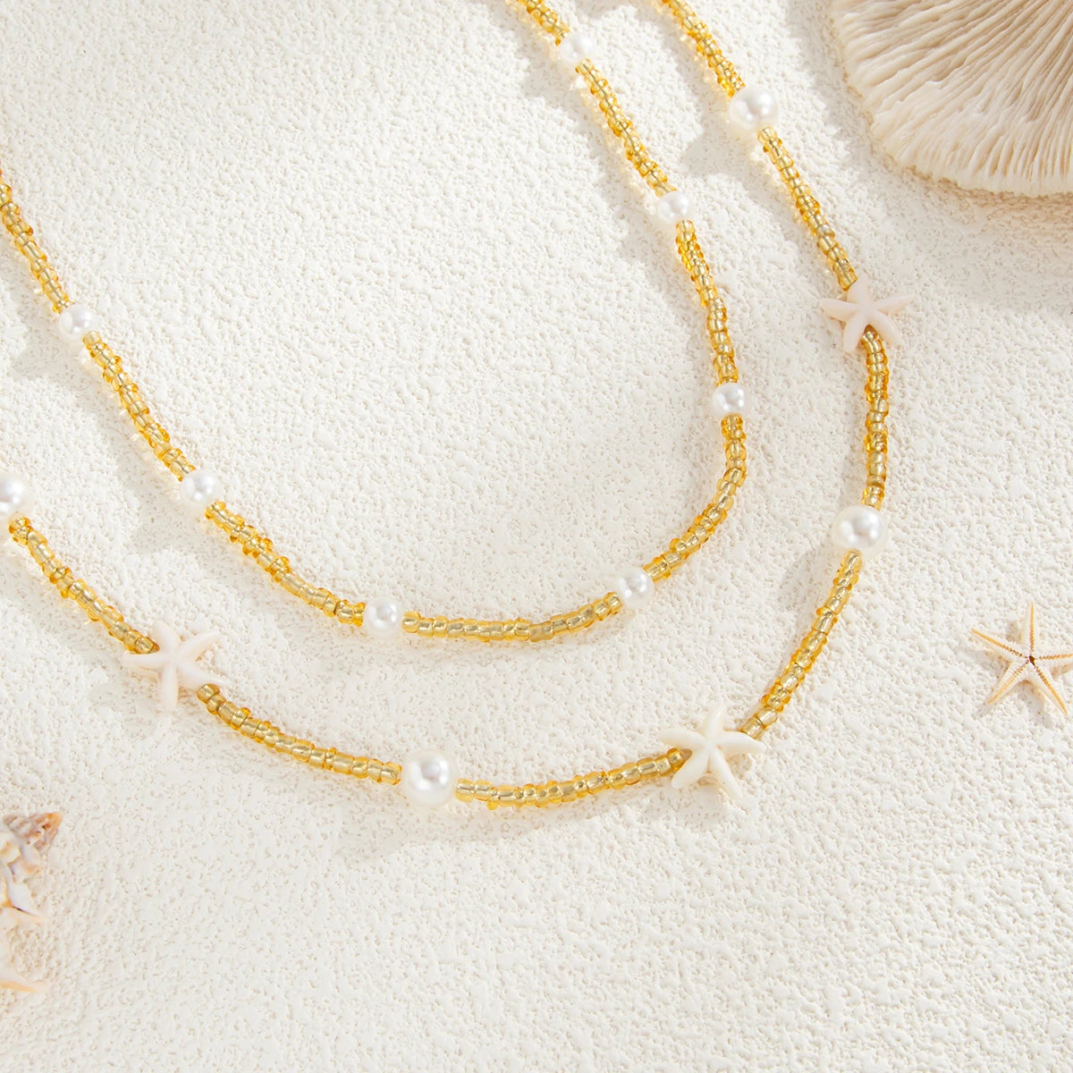Beaded Rice Bead Waist Chain Two-Piece Set — White | KIMLUD