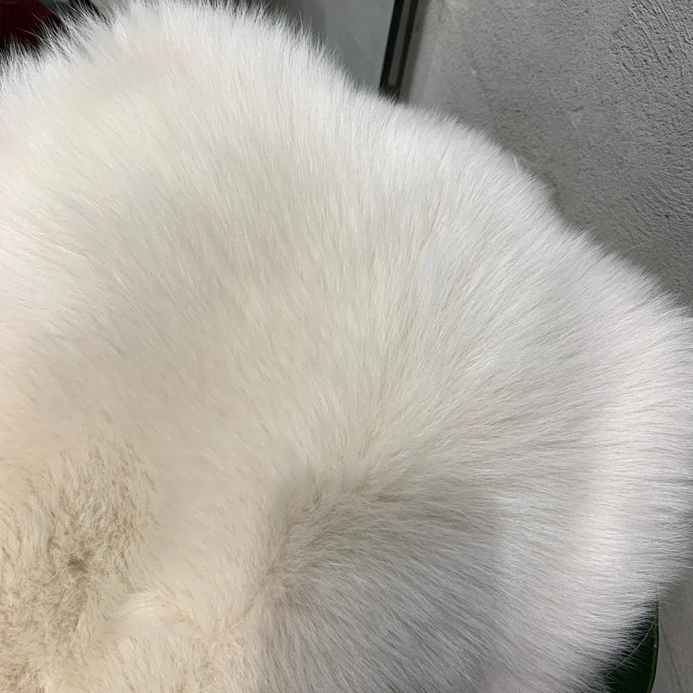 Winter Long Fur Coats Winter Female Natural Fox Fur OutWear Full Pelt Real Fox Fur Jackets with Long Sleeve