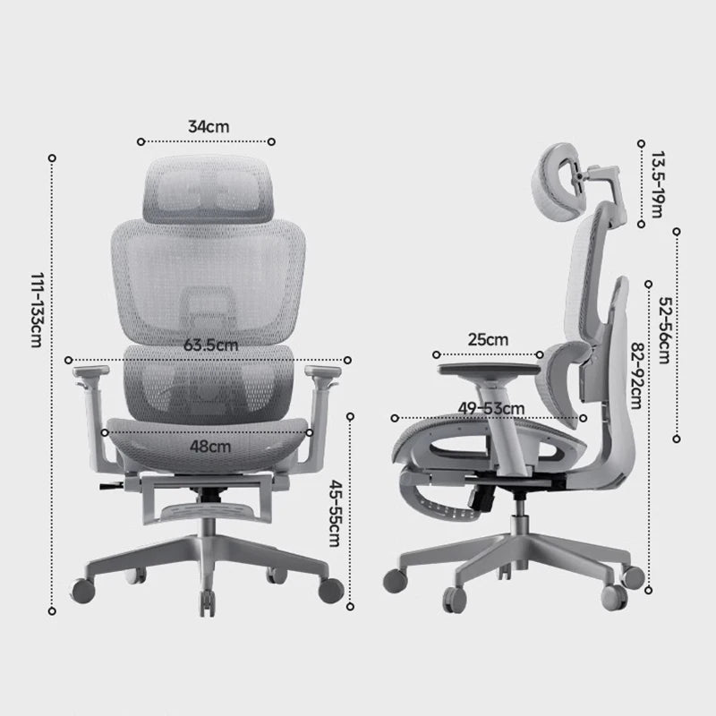 Mesh Chair High Density Cushioning — Soft Gray | KIMLUD