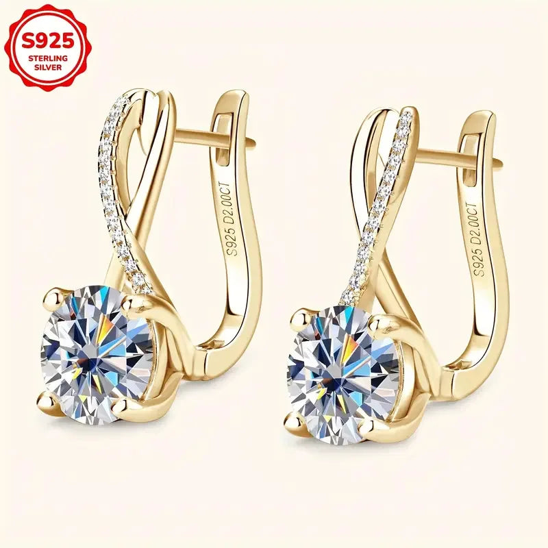 Moissanite Drop Earrings Timeless Shine — Silver | KIMLUD