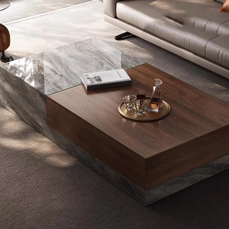 Nordic Minimalist Coffee Table With Walnut Top — Ivory | KIMLUD