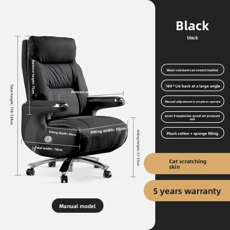Genuine Leather Executive Office Chair Massage — Cream | KIMLUD