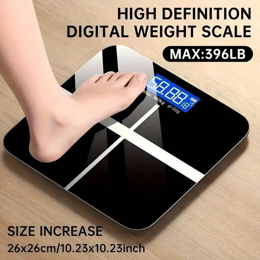 Tempered Glass Smart Scale 390lb Capacity — Black | KIMLUD