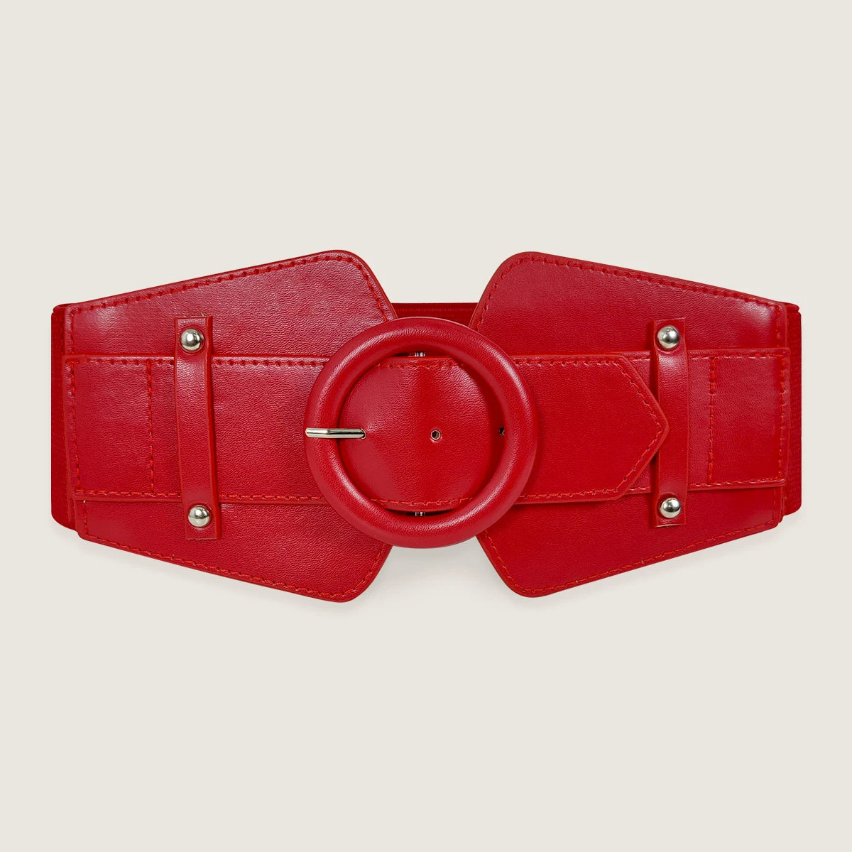 Corset Belt – Elastic Wide Cummerbund – PU Red | KIMLUD