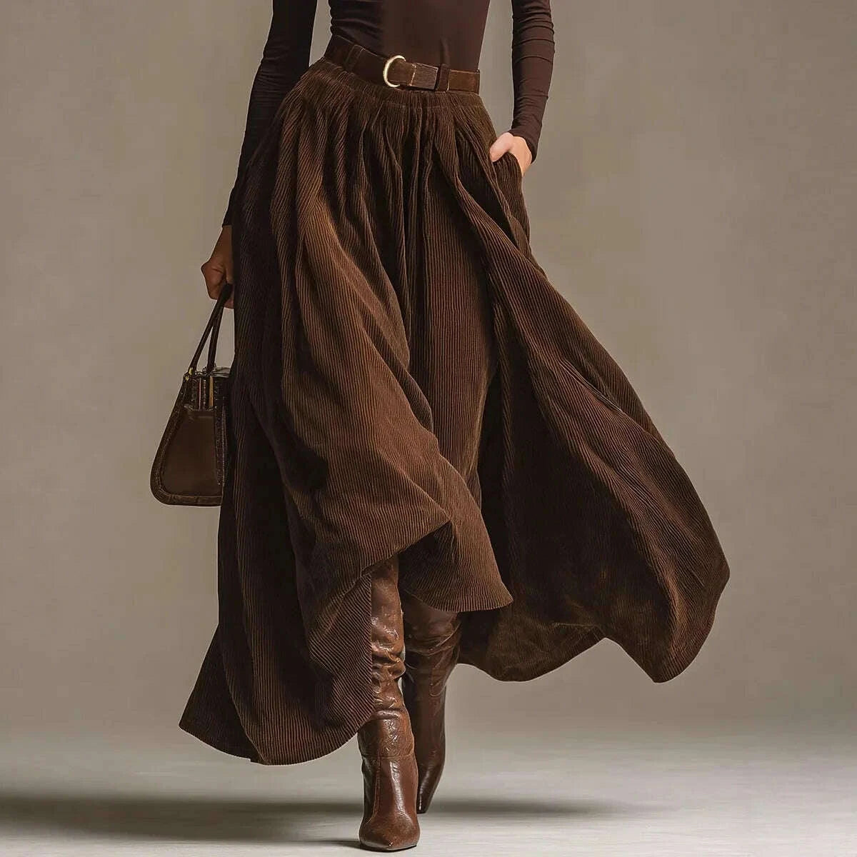 2026-womens-fashion-retro-corduroy-skirt-spring-and-autumn-high-waist-flared-umbrella-skirt-solid-color-base-shirt-topkimludkimlud-35558979